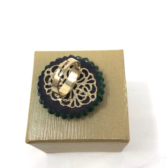 Hand painted enamel finish flower ring, NWOT - Picture 10 of 11